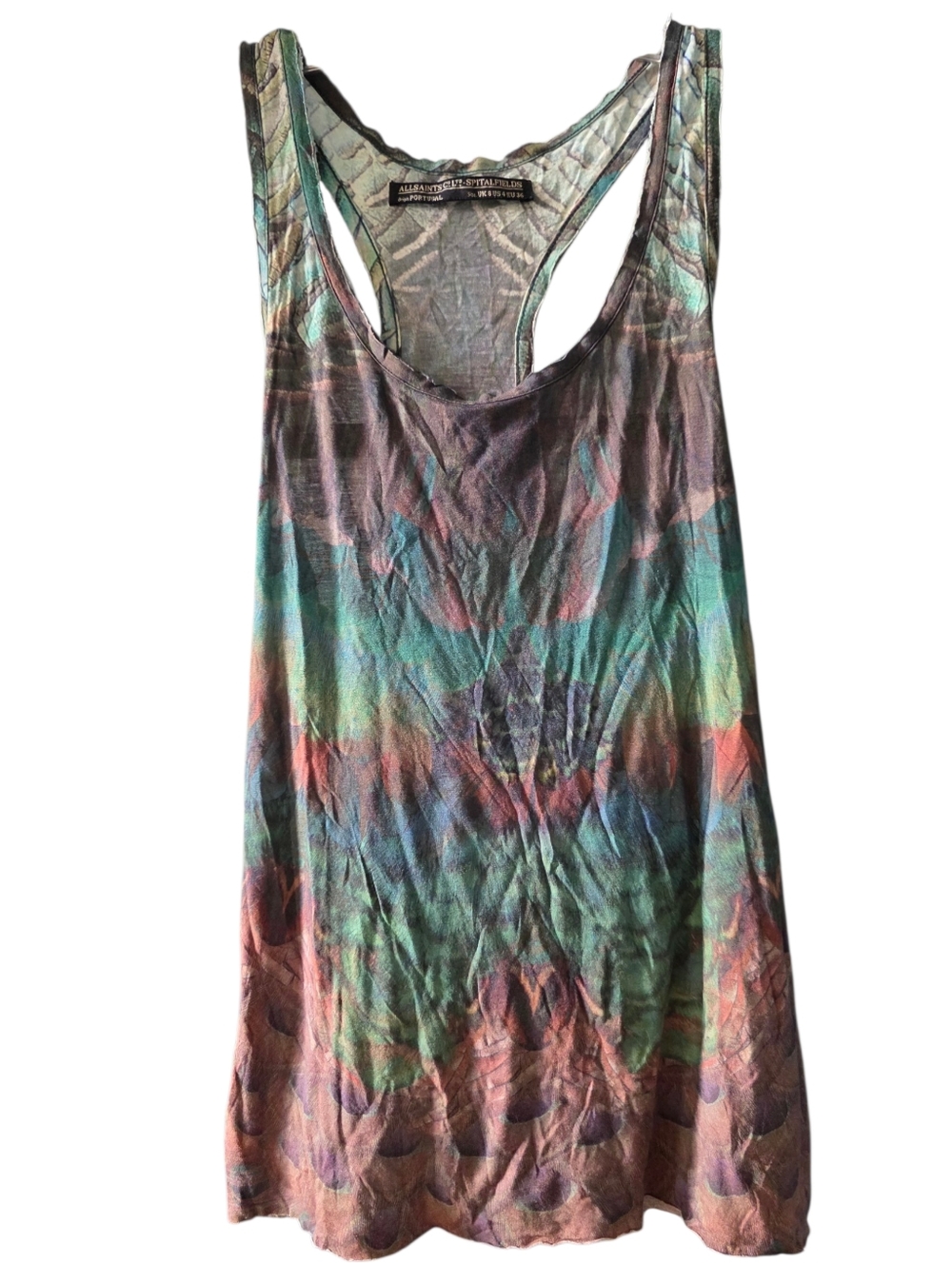 All Saints Multicolor Distressed Racerback Tank Size 4
